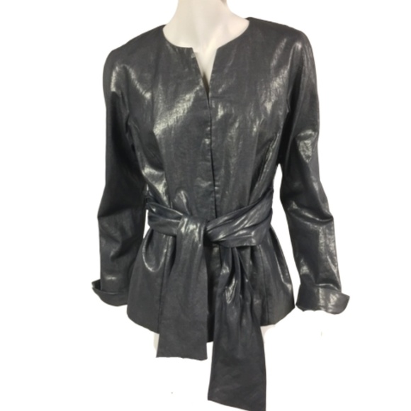 Dana Buchman Jackets & Blazers - DANA BUCHMAN Womens Metallic Silver Linen Jacket